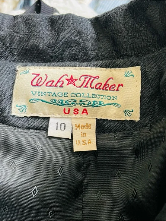 Vintage Wahmaker SIZE 10 & 12 black Victorian floral style jacket and skirt set - Picture 14 of 15